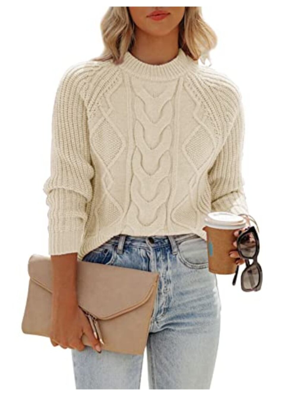 Ribbed Knit Crew Neck Long Sleeve Pullover Sweater Casual Solid